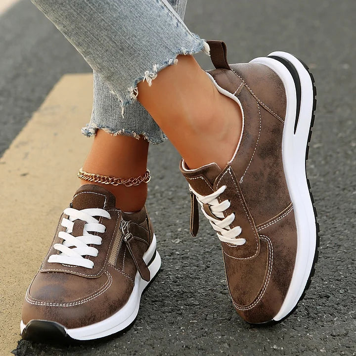 Vielseitige Damen-Sneaker mit Reißverschluss & Schnürung, moderne Freizeitschuhe für alle Fälle.