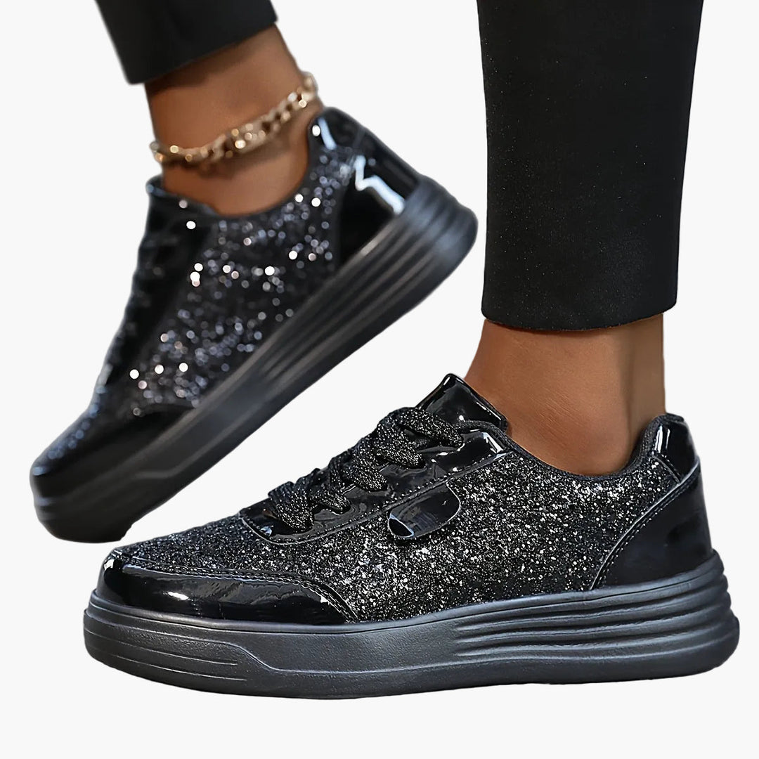Modische Damen Glitzer Plateau Freizeitschuhe. Stylische Sneaker für Frauen, perfekt für Frühling und Sommer.