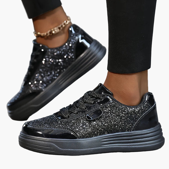 Modische Damen Glitzer Plateau Freizeitschuhe. Stylische Sneaker für Frauen, perfekt für Frühling und Sommer.