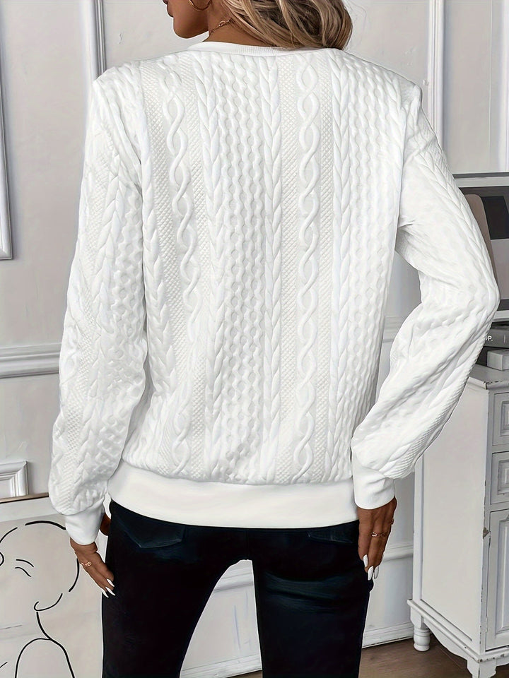 Damen Freizeitpullover mit Stehkragen und Reißverschluss, ideal für moderne Lagen-Outfits.
