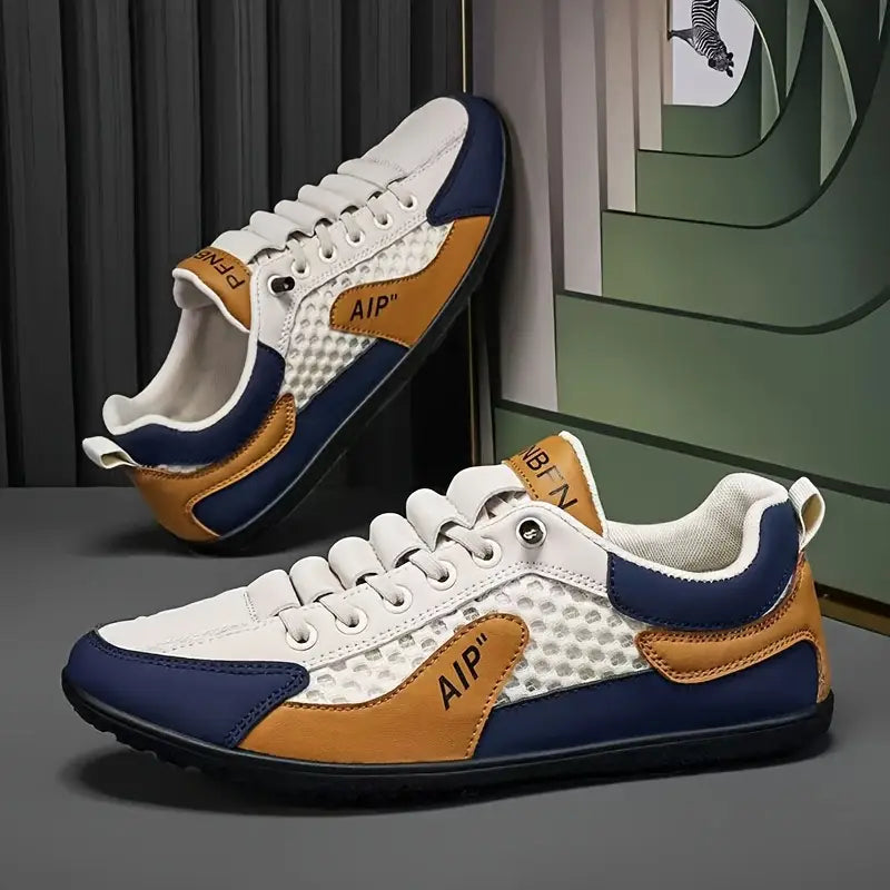 Grüne bequeme Herren Sneakers, moderne Freizeitschuhe für Sport & Alltag, mit leichter Sohle.
