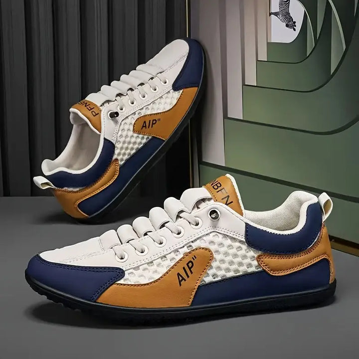 Grüne bequeme Herren Sneakers, moderne Freizeitschuhe für Sport & Alltag, mit leichter Sohle.