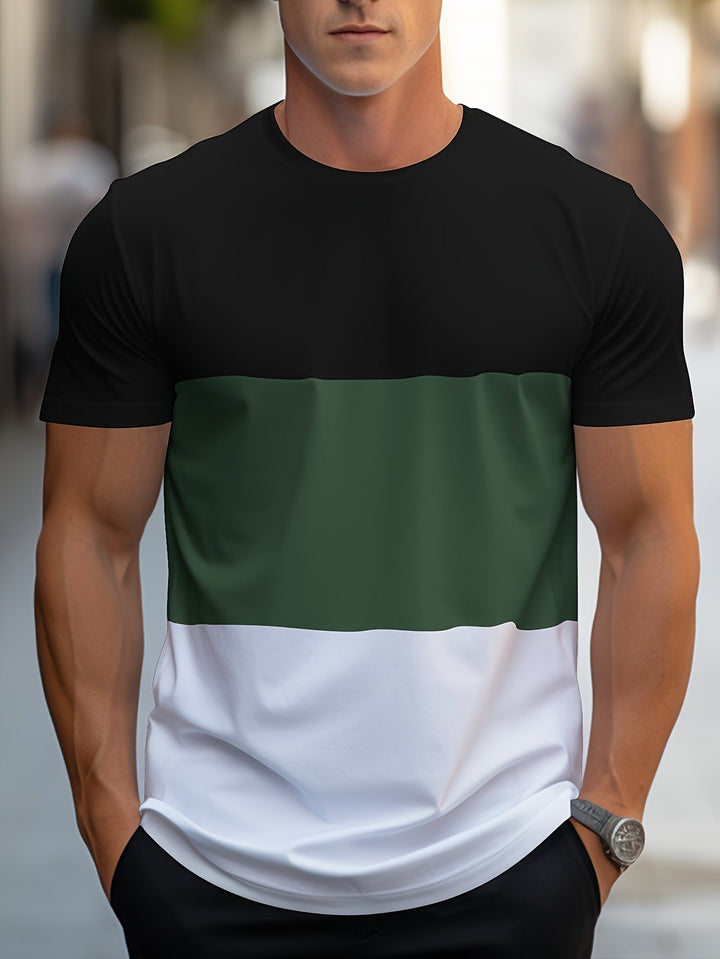 Stylisches Herren Freizeit Shirt, Colorblock Design, bequem für Sommer & Alltag.