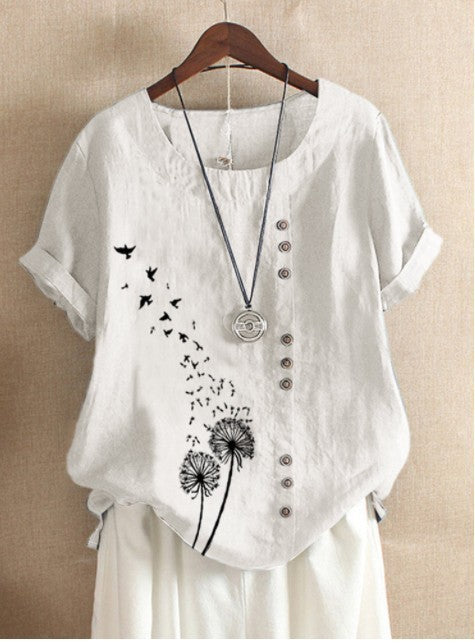 Modisches Damen Blusenshirt mit Schrägknopf-Design, vielseitig kombinierbar.