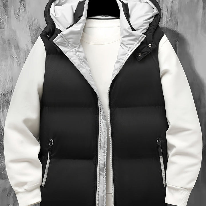 Lässige Herren Kapuzenweste, gesteppt, ärmellos, ideal für den stilvollen Freizeit-Look.