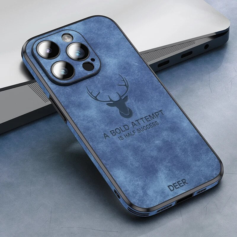 Luxuriöse Wildleder Handyhülle für iPhone, premium Schutz mit Kameraschutz, in verschiedenen Farben.