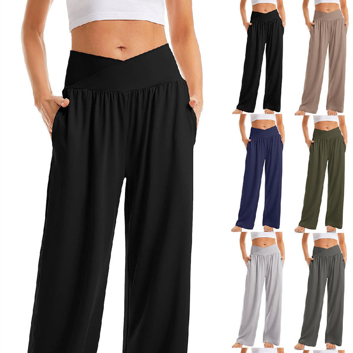 Mavumo Damen Yoga-Hose mit V-Bund, weitem Bein & Taschen. Bequeme Loungewear für Sport & Freizeit.