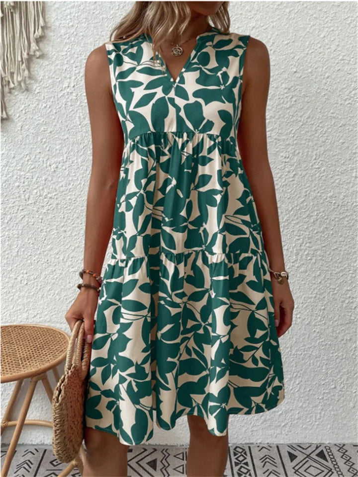 Leichtes, elegantes Damen Sommerkleid knielang mit Rundhals, perfekt für Freizeit & Anlässe.