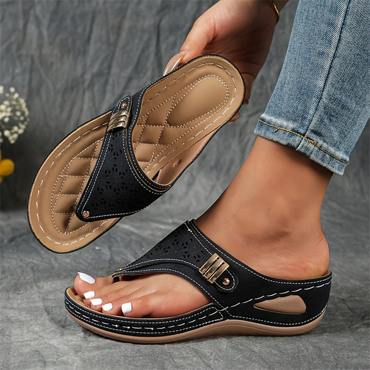 Damen-Flipflops im Bohemian-Stil; bequeme offene Zehen Sandalen für den Sommer; modische Freizeitschuhe.