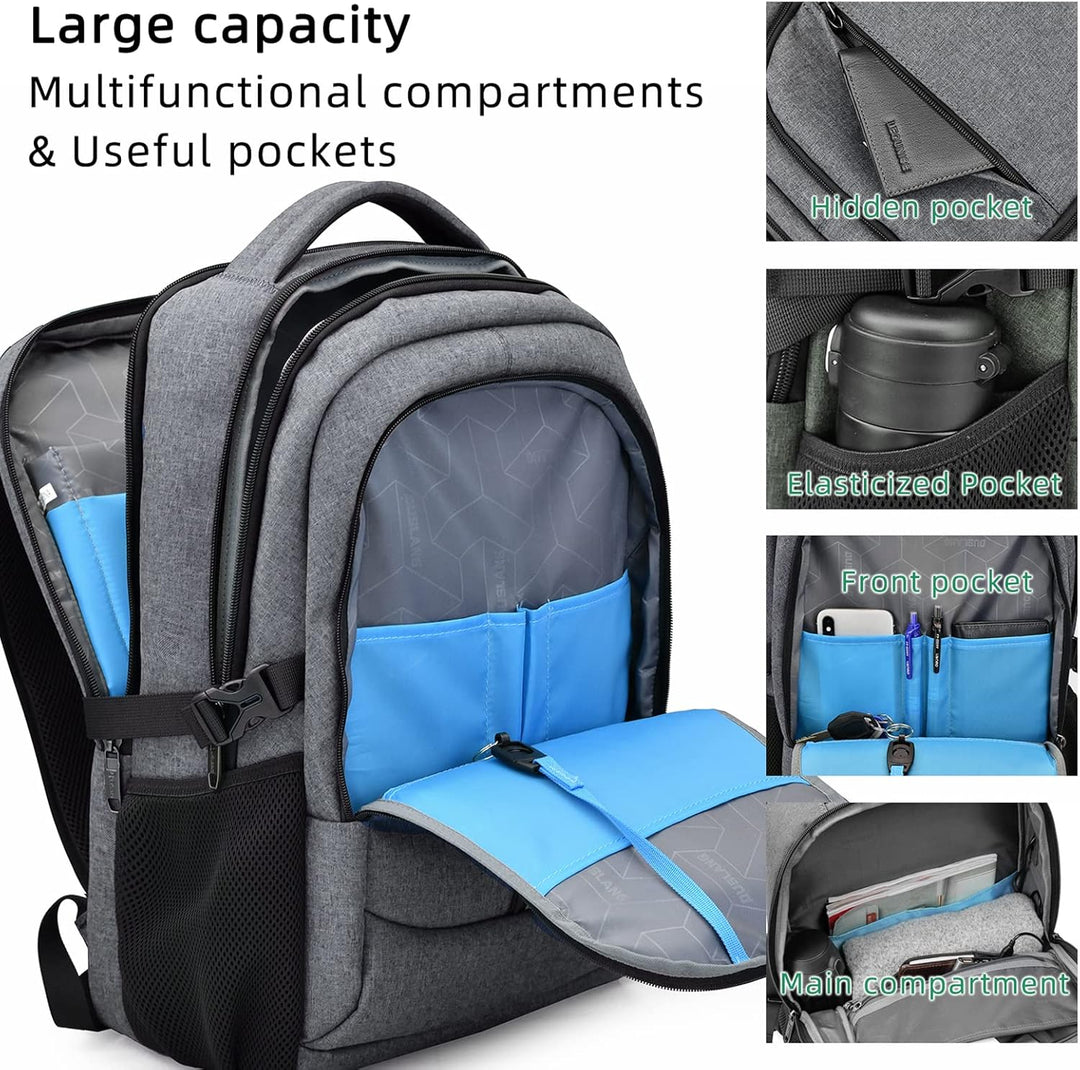 Organisationswunder USB-Rucksack, wasserdicht, mit Laptopfach und durchdachtem Design.