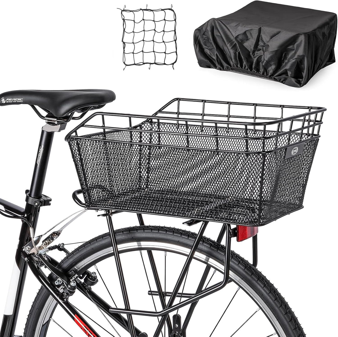 Großer Orvian Hinterer Fahrradkorb mit Ladenetz & wasserdichtem Schutz für E-Bikes und Pendler.