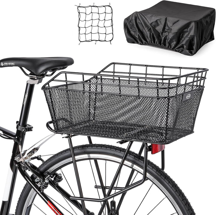 Großer Orvian Hinterer Fahrradkorb mit Ladenetz & wasserdichtem Schutz für E-Bikes und Pendler.