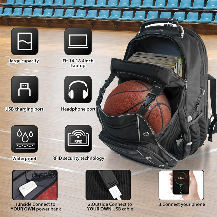 Grosser 55L Reise-Laptop-Rucksack (Unisex) mit vielen Fächern für Notebook, Kleidung & Zubehör; TSA-freundlich.