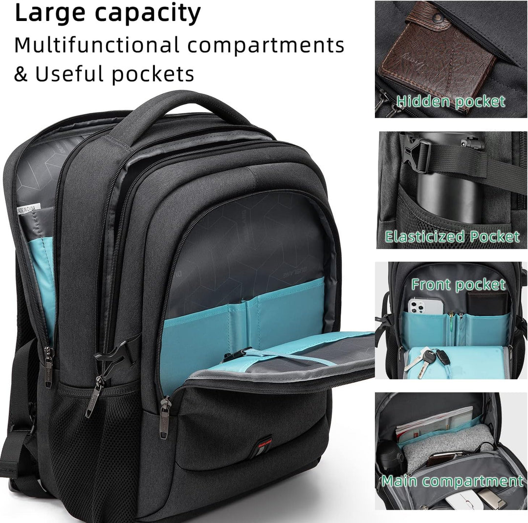 Stilvoller USB-Rucksack für Reisen, mit Laptopfach, Diebstahlschutz und Stauraum.