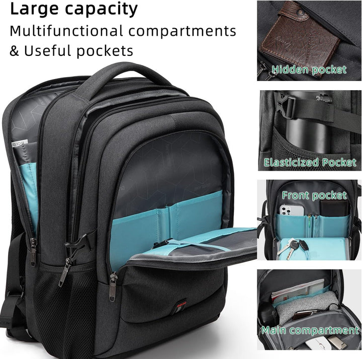 Stilvoller USB-Rucksack für Reisen, mit Laptopfach, Diebstahlschutz und Stauraum.