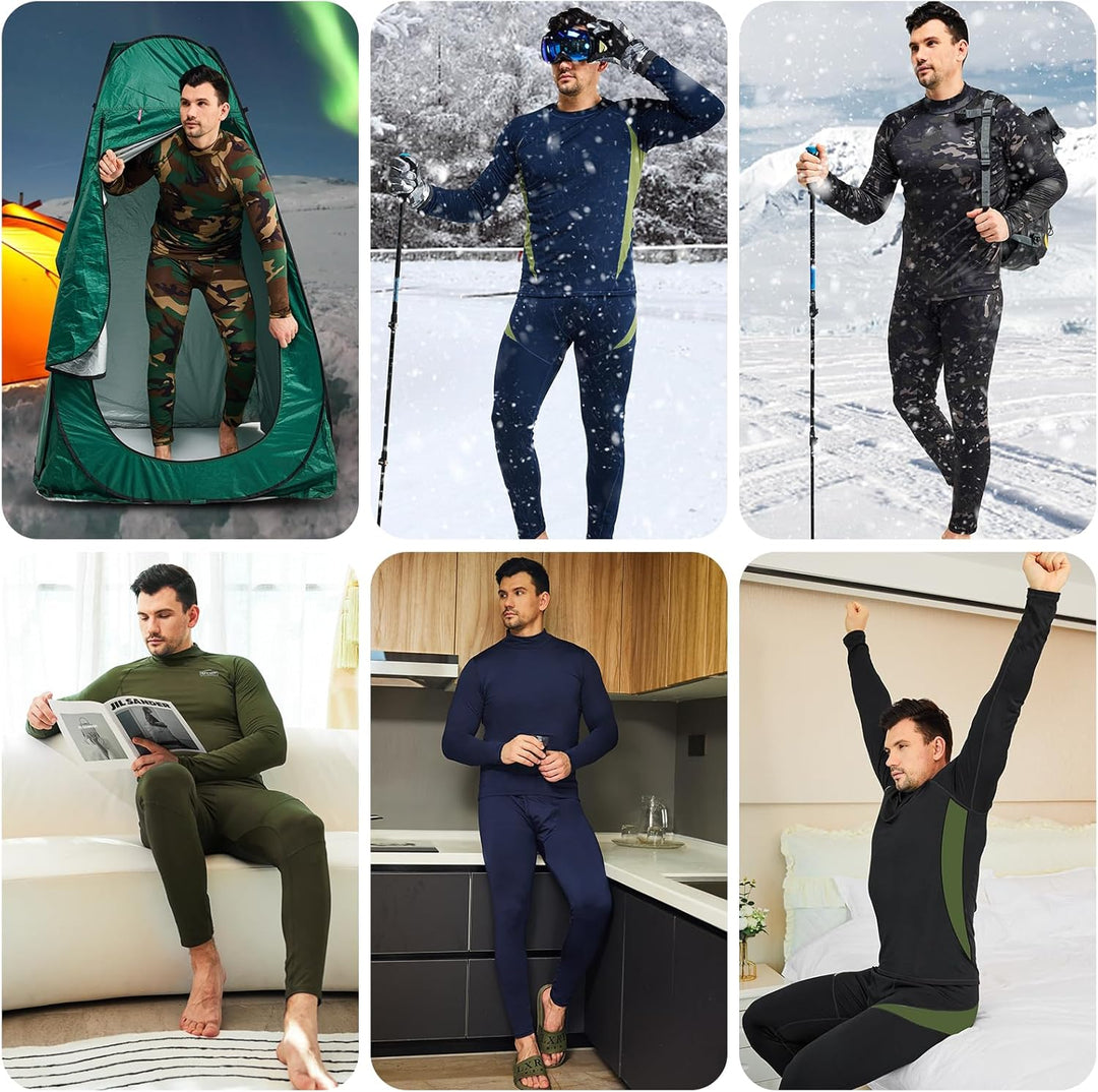 Dunkles Herren Thermounterwäsche-Set, stylisch, wärmend, für Ski, Outdoor und täglichen Gebrauch.