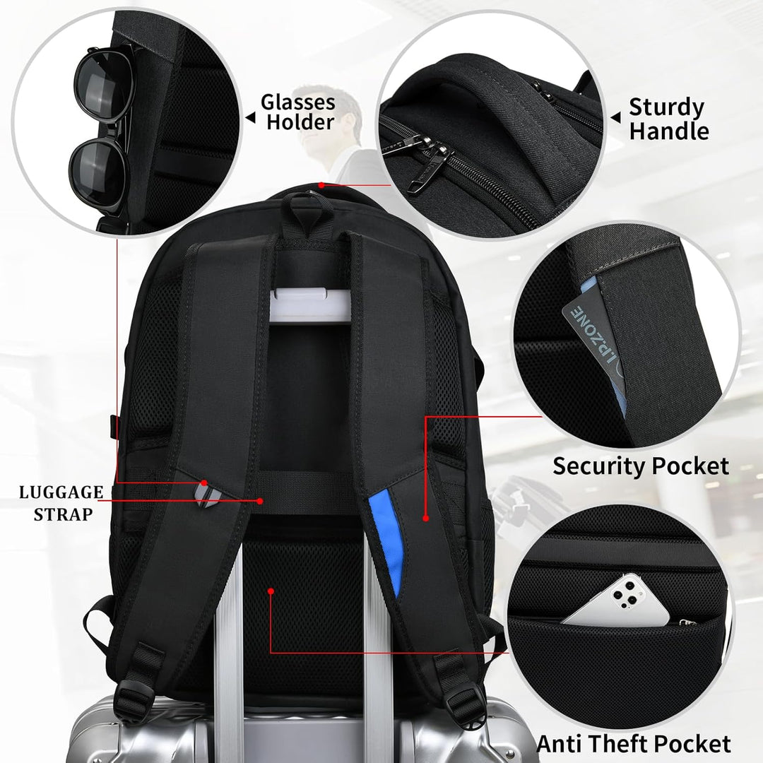 Bequemer Pendler-Laptoprucksack mit USB-Ladefunktion und vielseitigen Organisationsfächern.