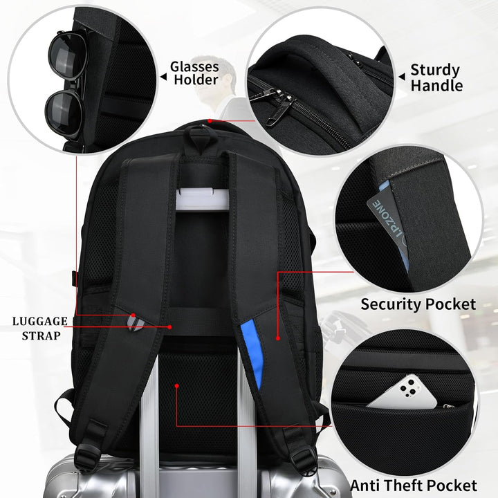 Bequemer Pendler-Laptoprucksack mit USB-Ladefunktion und vielseitigen Organisationsfächern.