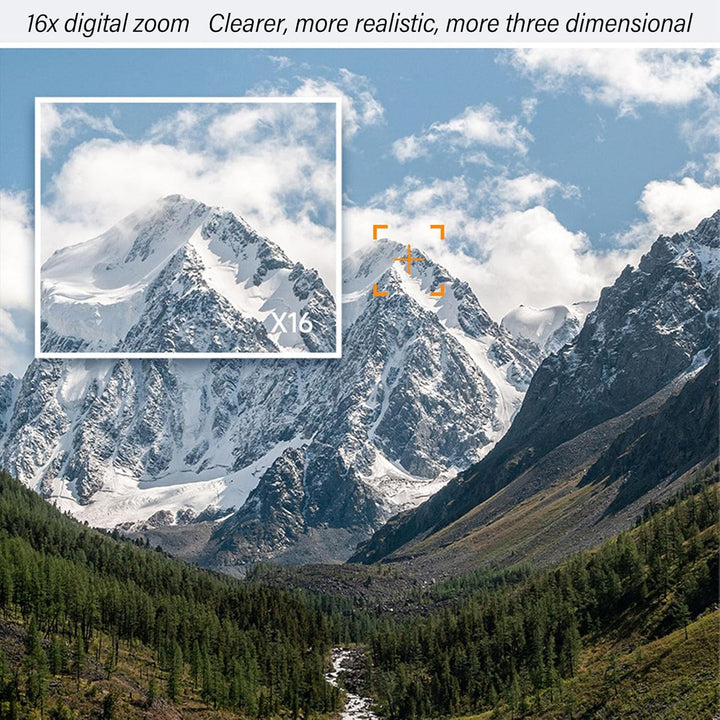 Nahaufnahme des 58MP Sensors der Lumora 4K Digitalkamera für hochauflösende Bilder.