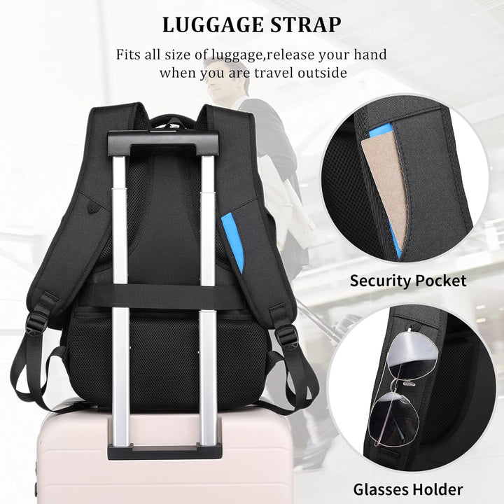 Pendler- und Schulrucksack mit Laptopfach, USB-Anschluss und vielseitigen Taschen.