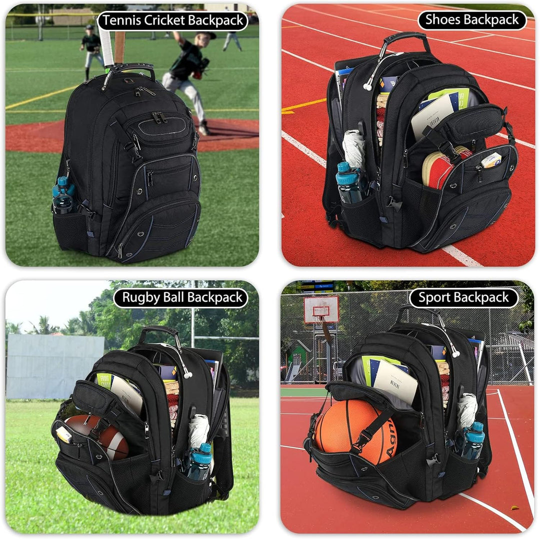 Sicherer 55L Reise-Laptop-Rucksack (schwarz) mit RFID-Schutz & externem USB-Ladeanschluss für Geräte.