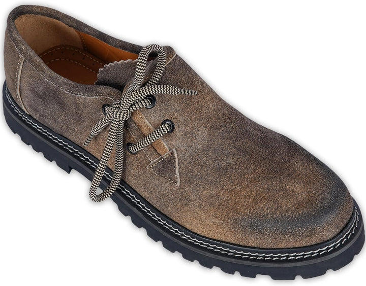 Elegante schwarze Wildleder Haferlschuhe für Herren, traditionell, ideal für Trachten und festliche Anlässe.