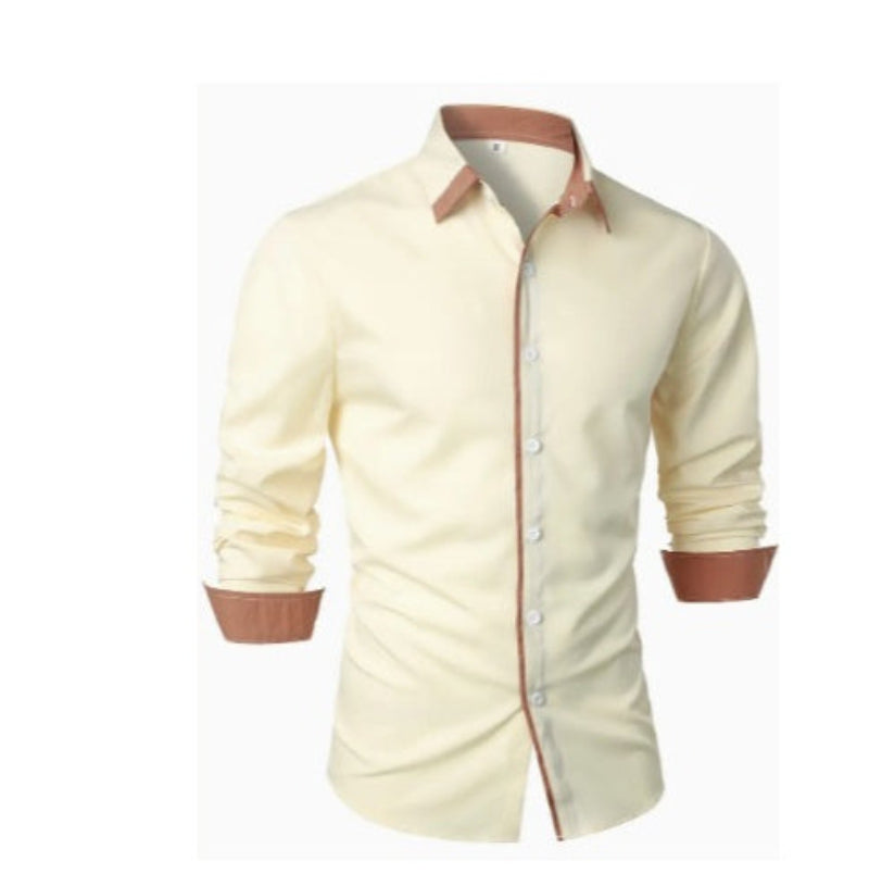 Elegantes Langarmhemd für Herren, Business- & Freizeitlook, Kontrast-Details, moderne Herrenmode.