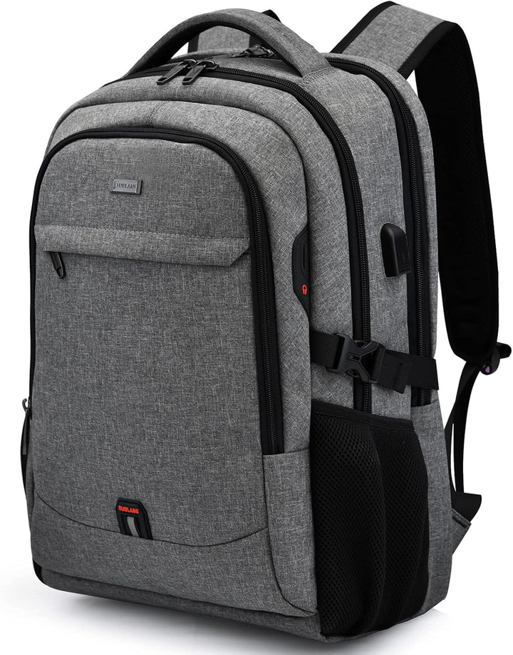 Sicherer Reise-Laptoprucksack mit Diebstahlschutz, USB-Port und integriertem Gepäckgurt.