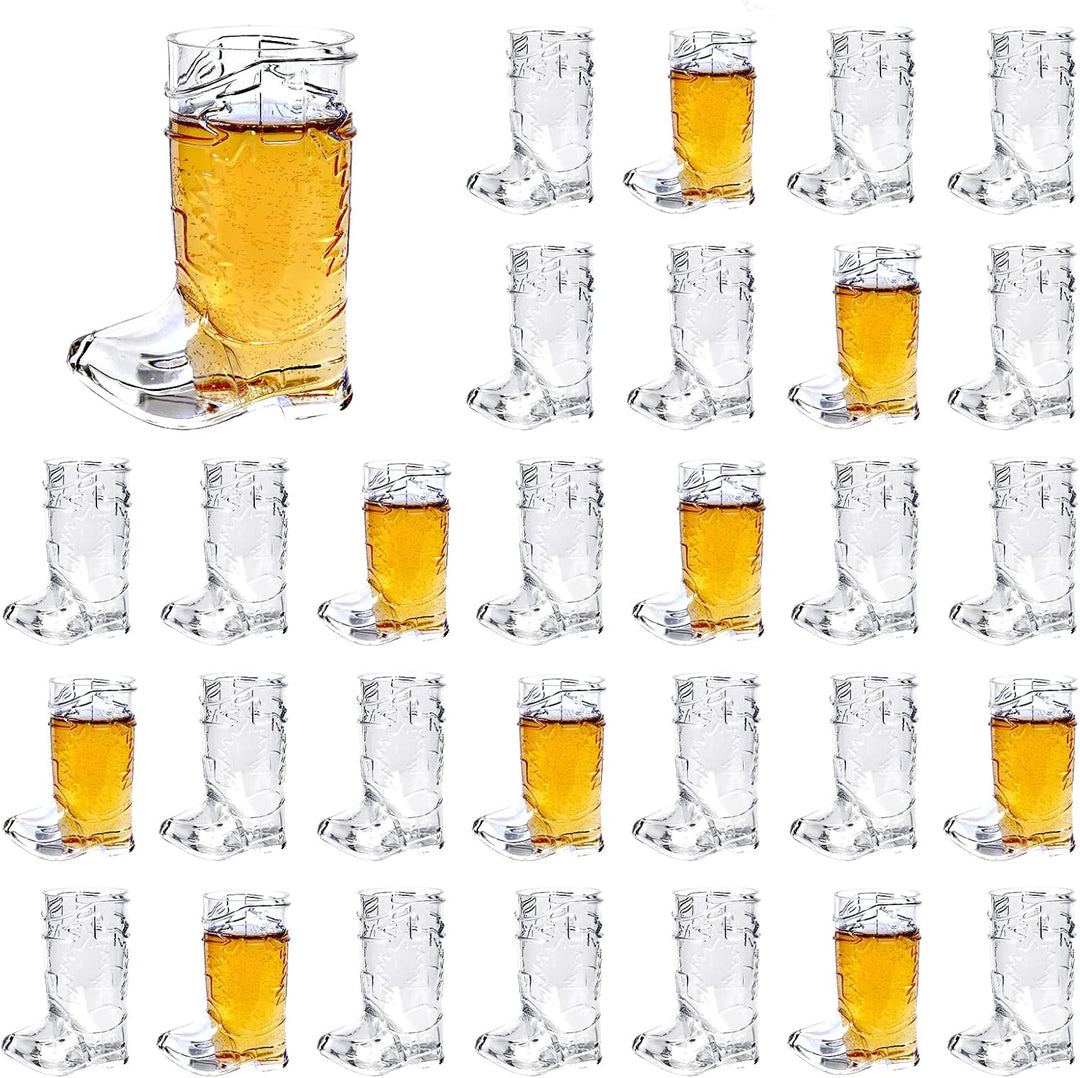 30er Set Cowboy-Stiefel Shotgläser, 30ml, perfekt für Westernparty, Oktoberfest & Tequila. Wiederverwendbar.