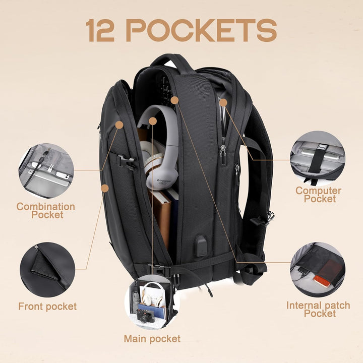 USB-Ladeanschluss des wasserdichten Rucksacks. Mobilgeräte unterwegs aufladen, ideal für Reisen und Outdoor.