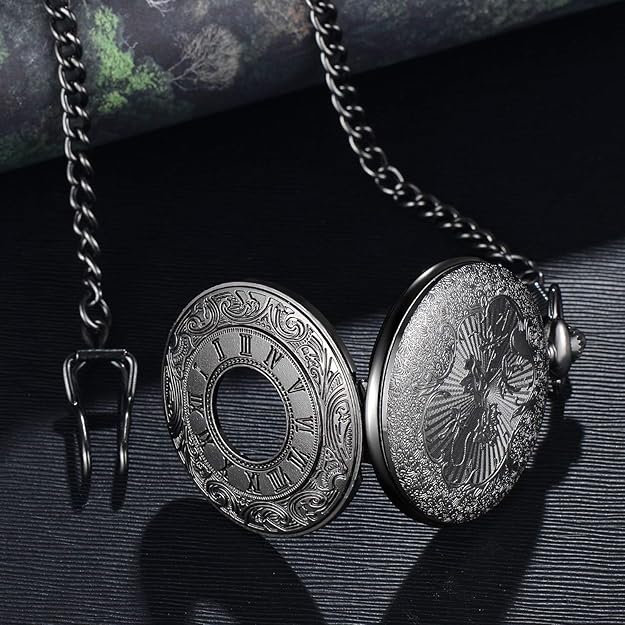 Unisex Vintage Taschenuhr aus Legierung mit Kette, klassisches Quarzwerk Accessoire.