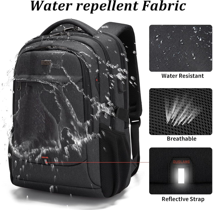 Wasserdichter Laptoprucksack für Pendler und Reisen, mit USB-Port und cleveren Fächern.