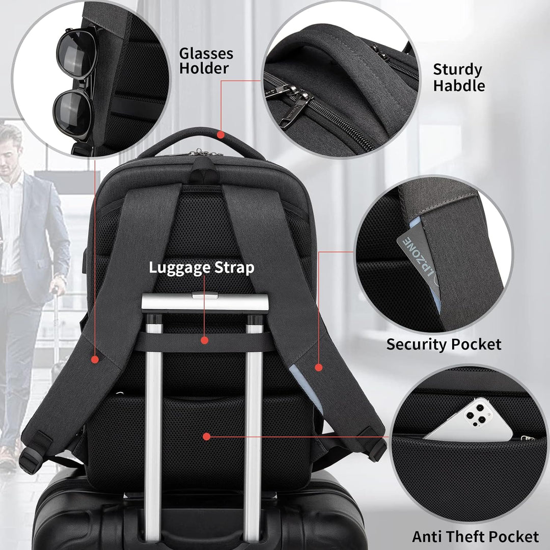 Stilvoller Unisex Rucksack mit Laptopfach, USB-Port und cleverem Innenleben für Ordnung.