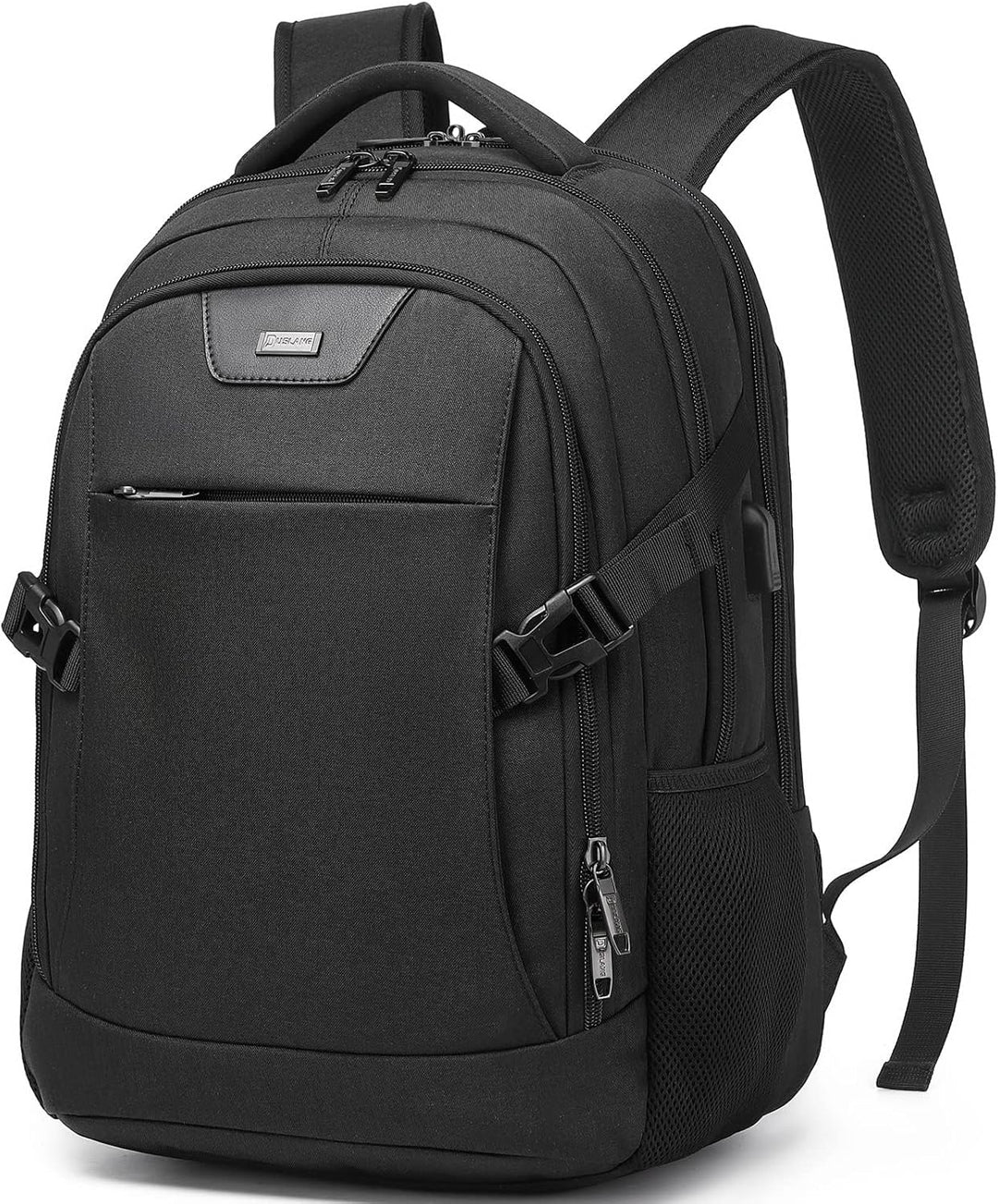 Organisationsrucksack mit USB, Laptopfach und Gepäckgurt für unbeschwertes Reisen.