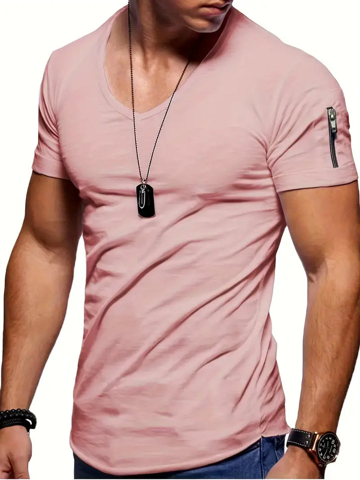 Leichtes Herren V-Ausschnitt T-Shirt, perfekt für warme Sommer- und Frühlingstage.