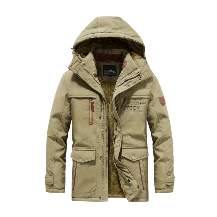 Gefütterte Herren Outdoorjacke Kaspar mit wasserdichtem & winddichtem Material. Hält warm im Winter.