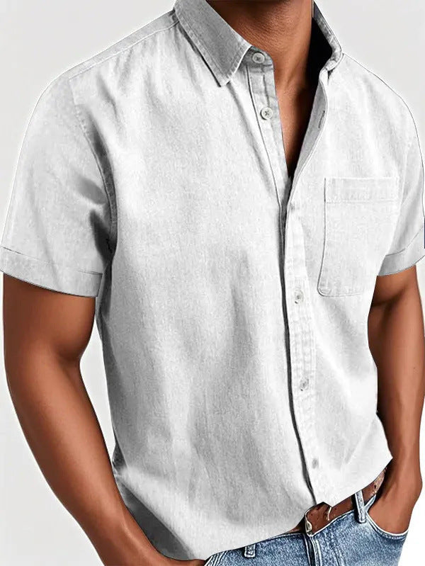 Herren Freizeithemd: Kurzarm, Polokragen, Brusttasche. Perfekt für entspannte Sommertage & lässige Looks.