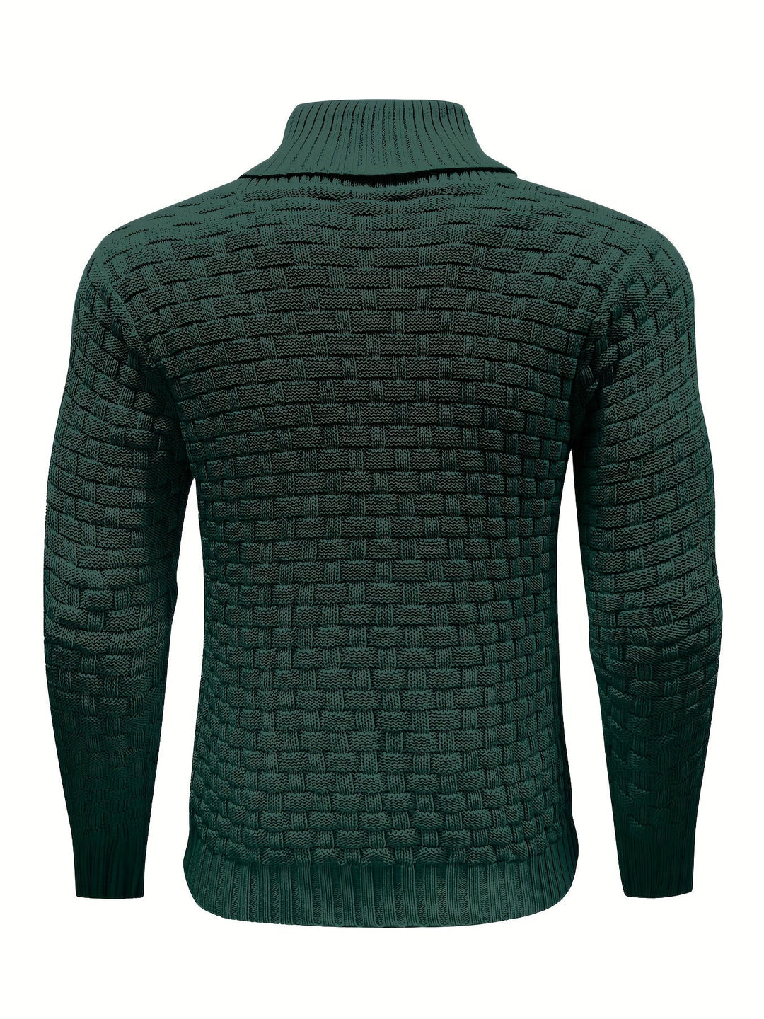 Modischer Herren Winterpullover: Waffelstruktur und eleganter Schalkragen im Detail.