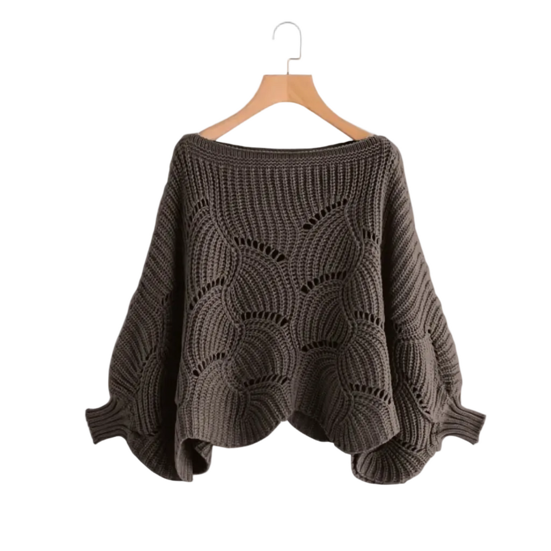 Komfortabler Damen Strickpullover, Batwing-Ärmel, locker fallend, vielseitig für Alltag und Lagenlooks.