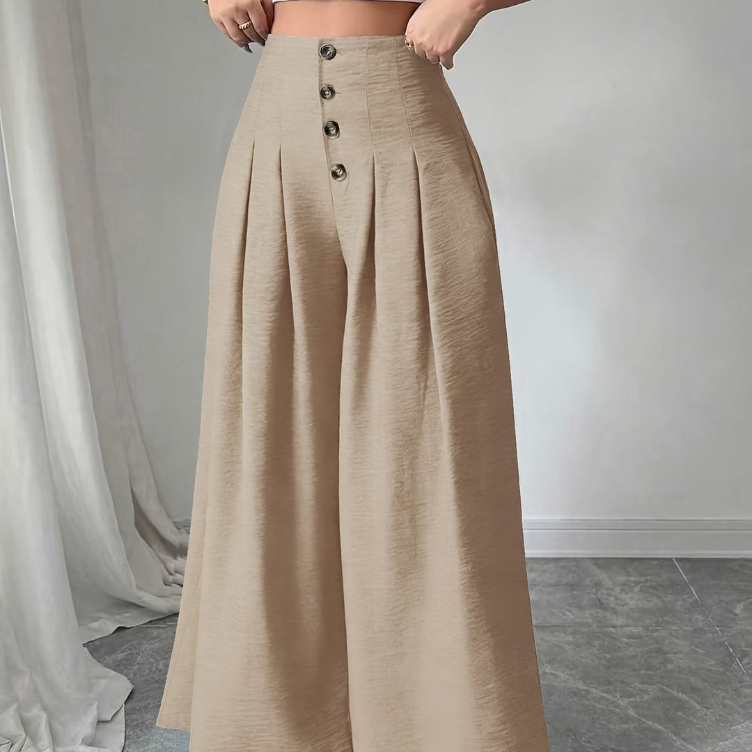 Hochwertige Businesshose Damen, High-Waist & weitbeinig, in Schwarz für Komfort.
