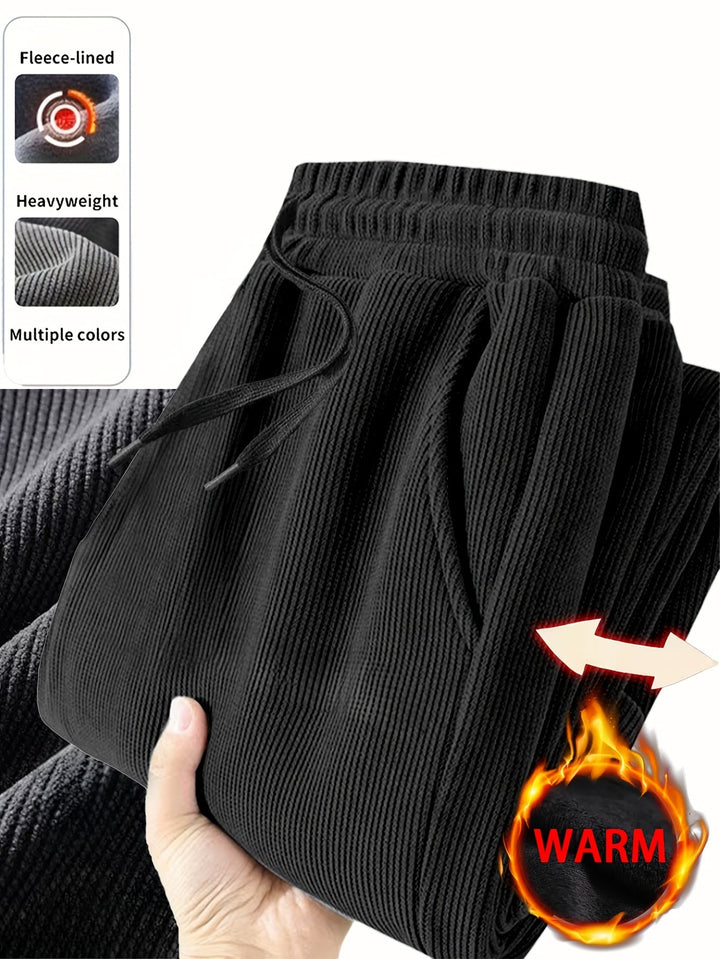 Blaugraue Herren Winterhose, warm gefüttert, ideal als Freizeithose, bequem, Wintermode.