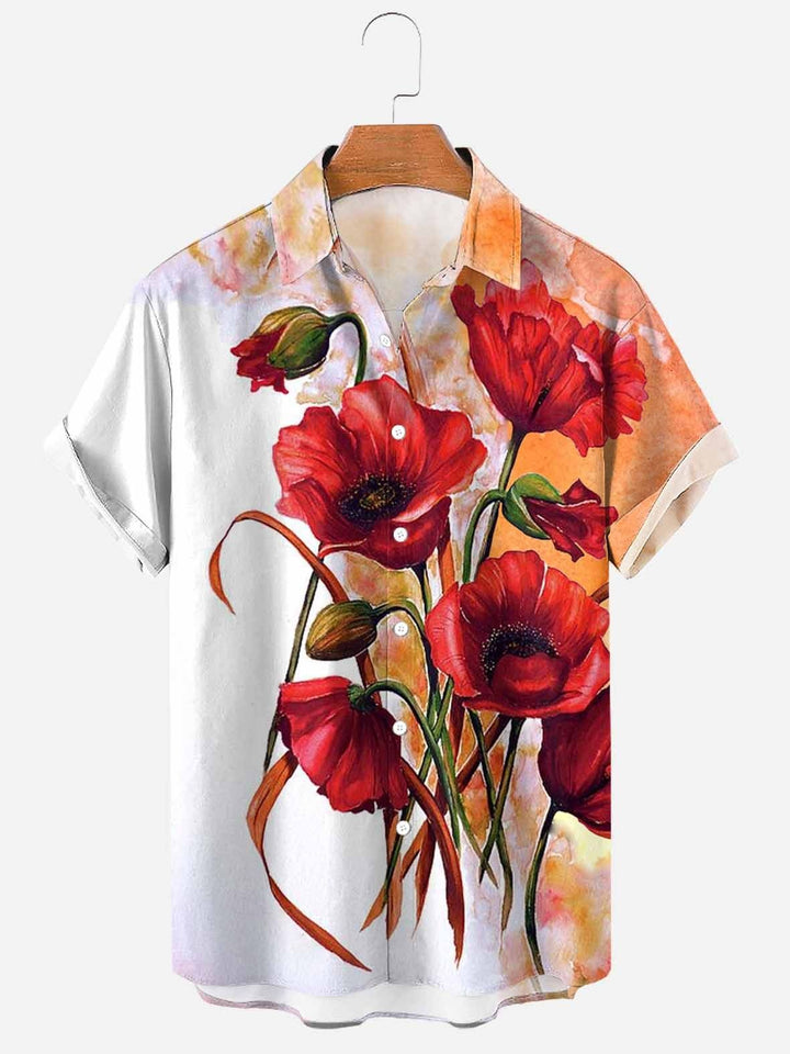 Trendiges Herren Blumenmusterhemd, kurzärmelig. Vielseitig für Sommer und entspannte Anlässe.