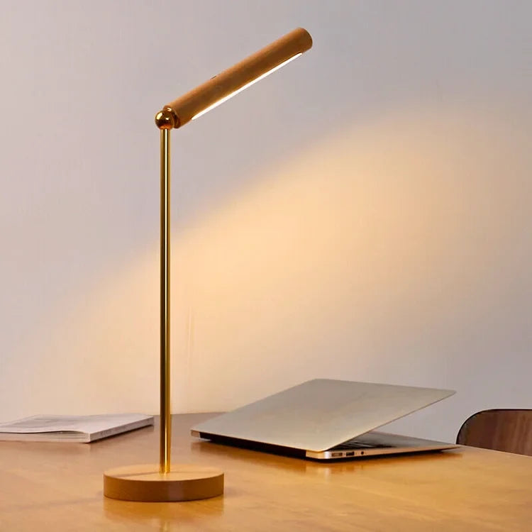 Moderne, flexible Holz LED-Leselampe mit Magnetfuß; ideal für Schlafzimmer & Wohnzimmer.