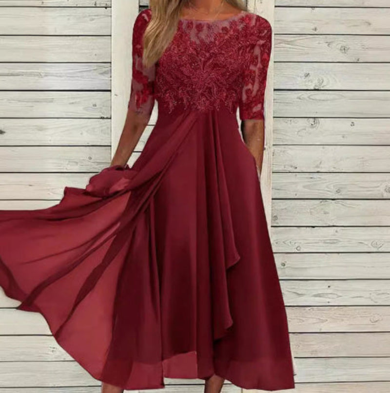 Newberlin-Mode Damen Abendkleid, florale Spitze, perfekt für Gala, Empfang & Partys.