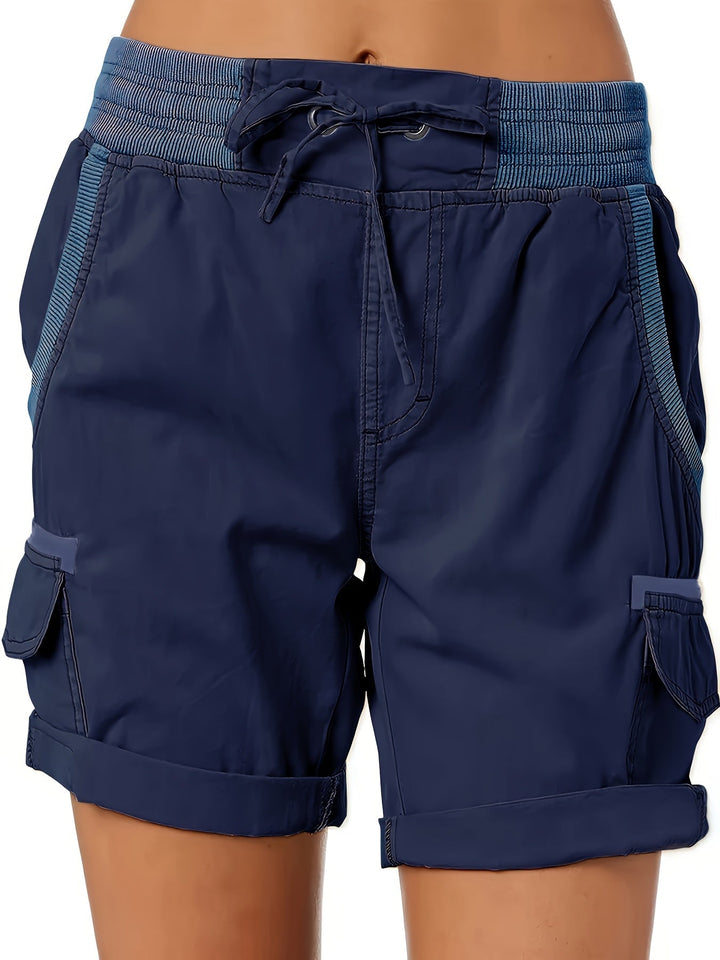 Sportliche Damen Freizeithose, kurze Cargo Shorts mit Kordelzug für einen lässigen Sommer-Look.