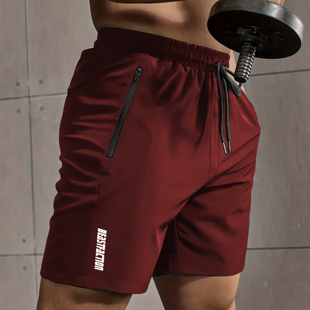 Leichte Herren Workout-Shorts, schnelltrocknend und mit praktischen Reißverschlusstaschen.