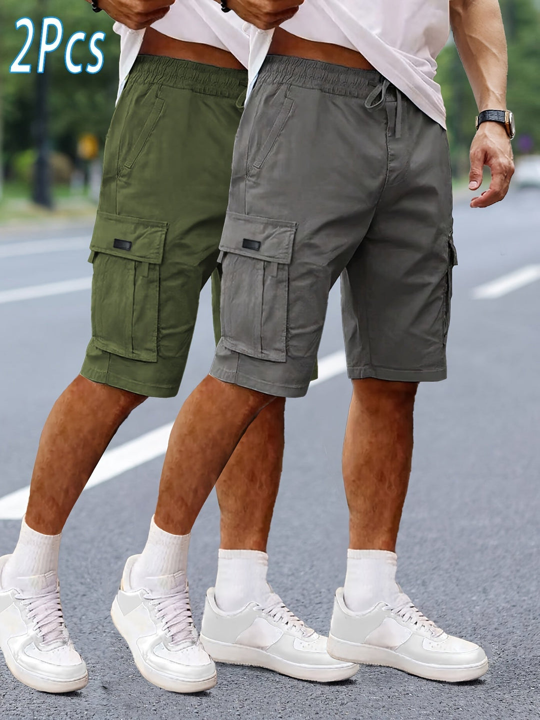 Stylische Herren Bermuda als 2er-Pack, lässige Passform für Sommer, Freizeit und Sport.