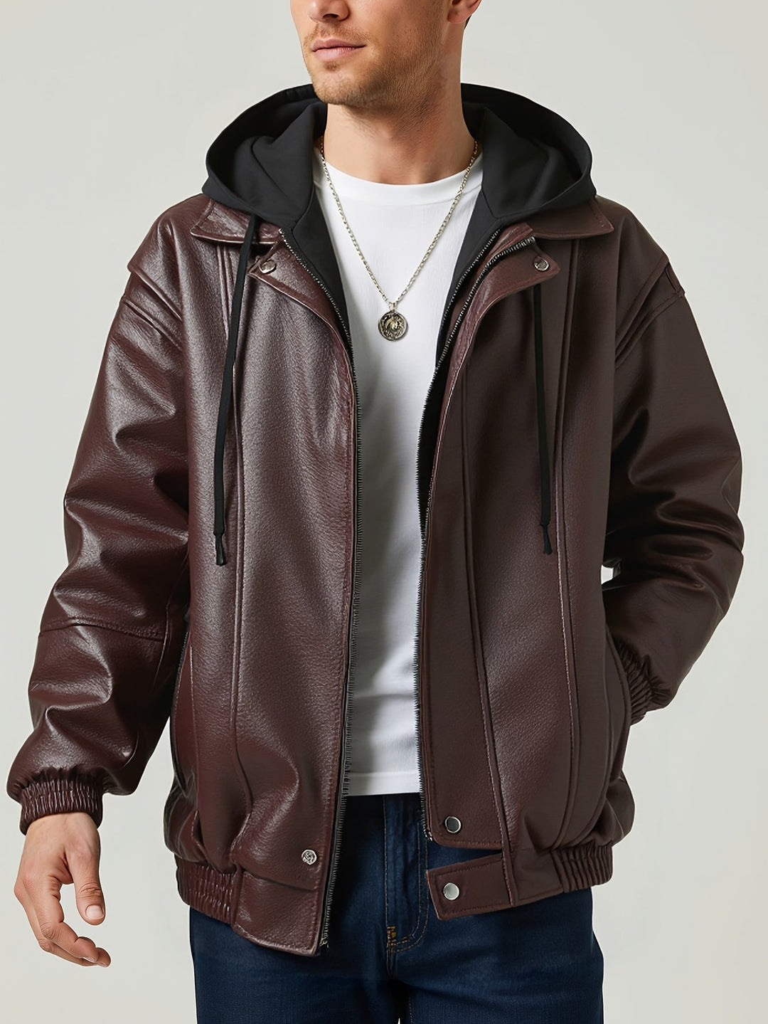 Klassische schwarze Herren Bomberjacke mit Kapuze, perfekte Freizeitjacke für Herren, Herbst & Winter.