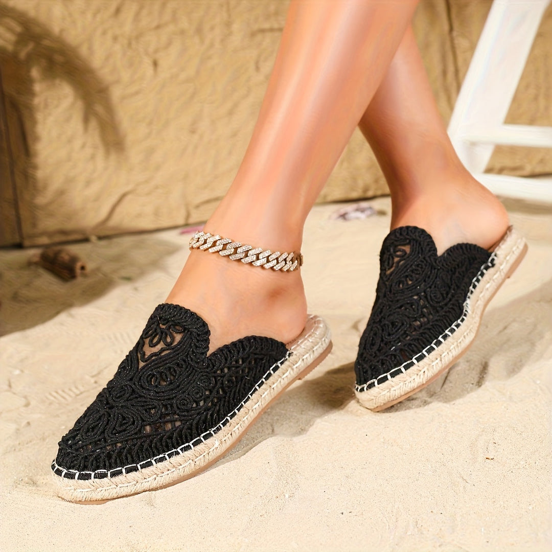 Vielseitige Damen Sommerschuhe, Boho Slip-On, bequem, geeignet für Urlaub, Strand, Freizeit & Alltag.