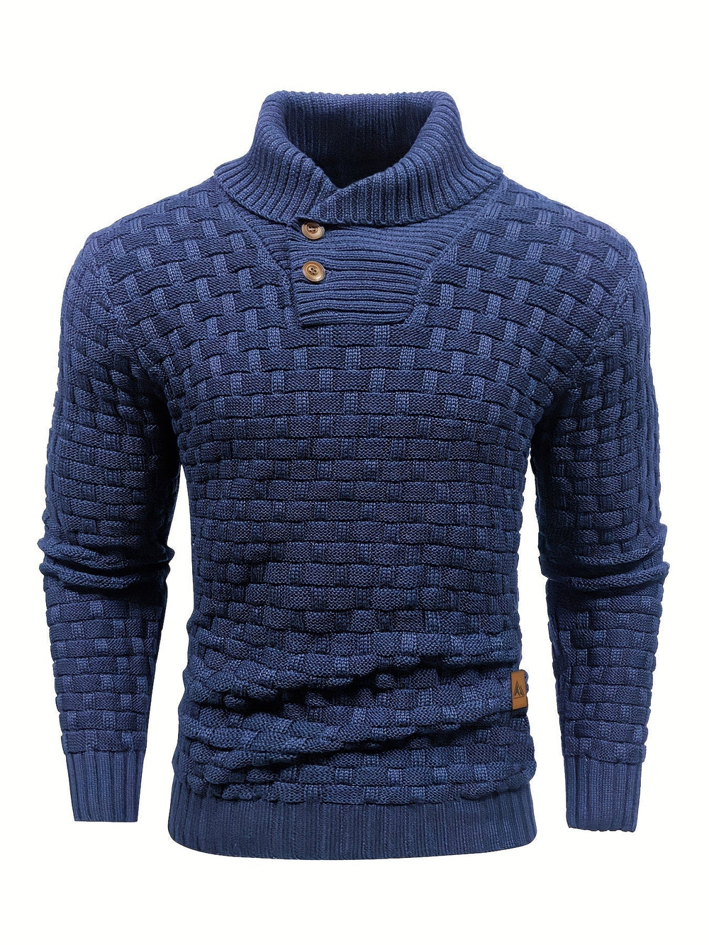 Bequemer Herren Winterpullover mit feiner Waffelstruktur und modischem Schalkragen.